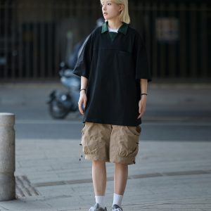 Japanese Retro Niche Design Lapel Polo Shirt for Men - Short Sleeve Commuting Style Summer T-Shirt