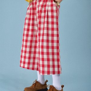 Japanese Retro Plaid Loose Casual Unisex Summer Wide-Leg Three-Quarter Pants - Versatile 90s Inspired Fashion