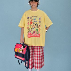 Japanese Retro Plaid Loose Casual Unisex Summer Wide-Leg Three-Quarter Pants - Versatile 90s Inspired Fashion