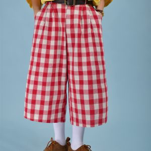 Japanese Retro Plaid Loose Casual Unisex Wide-Leg Summer Pants - Versatile Three-Quarter Length for Effortless Style