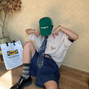 Japanese Retro Vertical Striped Short Sleeve Shirt for Summer - Versatile Hong Kong Style Couple's Half Sleeve Lazy Shirt