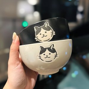 Japanese-Style Cat Ceramic Rice Bowl, Cute Home Use Bowl for Girls, INS Children's Feeding Bowl, Adorable Kitchen Decor