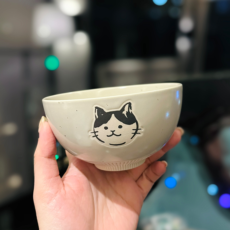 Japanese-Style Cat Ceramic Rice Bowl, Cute Home Use Bowl for Girls, INS Children's Feeding Bowl, Adorable Kitchen Decor