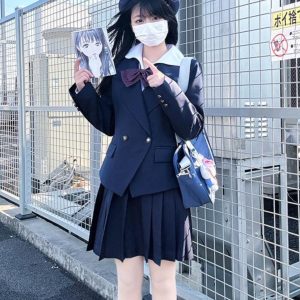 Japanese Style College Wind Uniform Set - Women's Spring JK Jacket with Pudding Bear Design - Cute and Trendy Outfit for Y2K Fashion Lovers