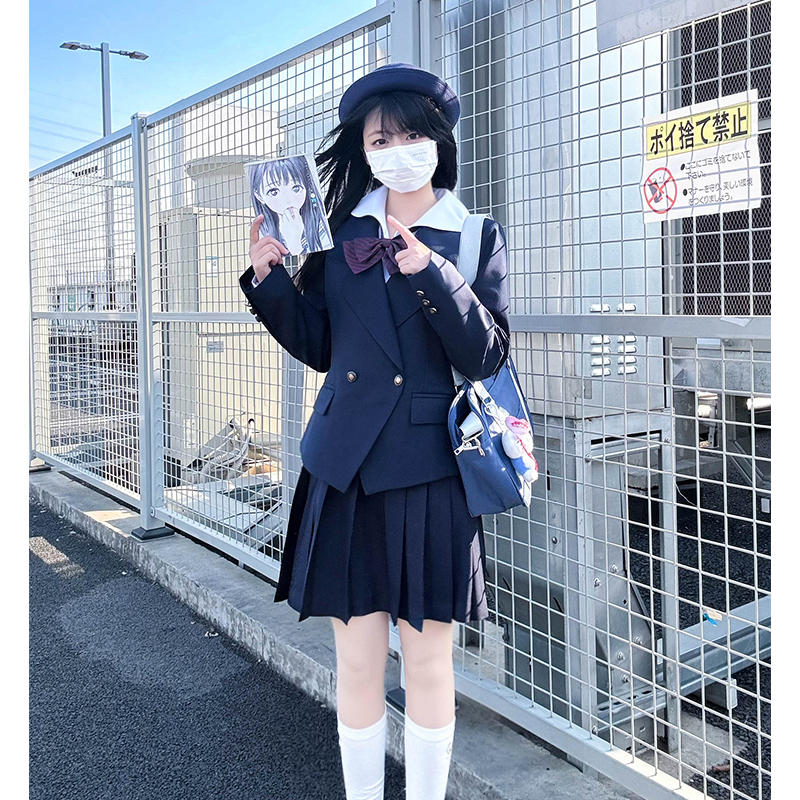 Japanese Style College Wind Uniform Set - Women's Spring JK Jacket with Pudding Bear Design - Cute and Trendy Outfit for Y2K Fashion Lovers