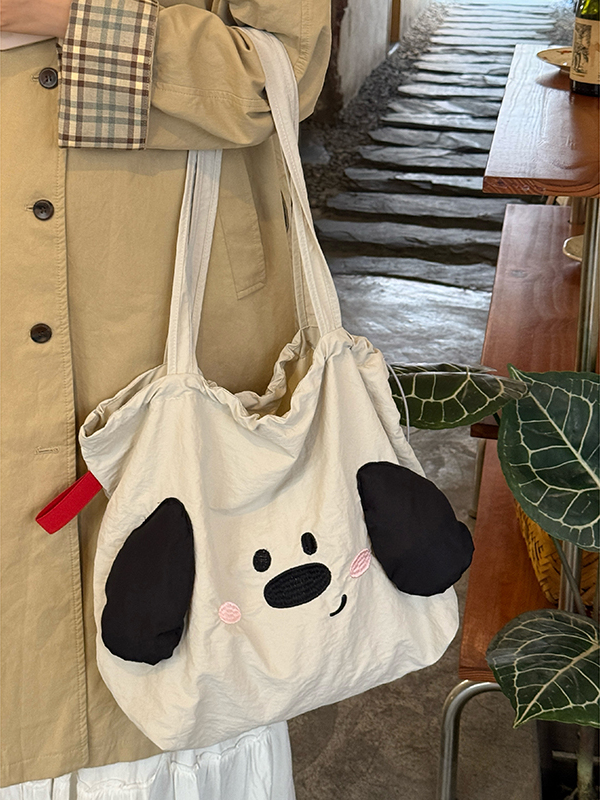 Japanese-Style Cute Big-Eared Dog Shoulder Bag for Women - Large-Capacity Canvas Tote for Students and Commuters Japanese-Style Cute Big-Eared Dog Shoulder Bag for Women - Large-Capacity Canvas Tote for Students and Commuters