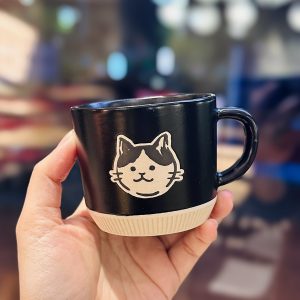 Japanese-Style Cute Cat Coffee Mug, Retro Ceramic Drinking Cup for Home, Ideal Oatmeal Mug for Girls