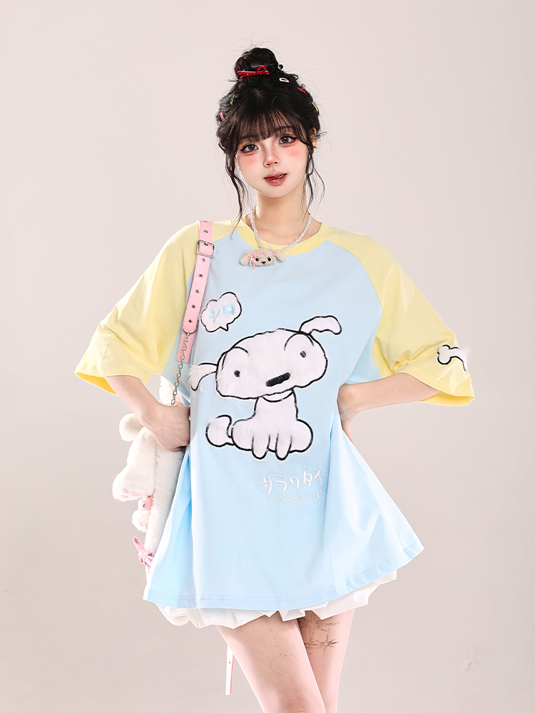Japanese-Style Cute Sweet Dog Short-Sleeve T-Shirt for Women - Loose-Fitting Summer 2025 Trend, Youthful Look Japanese-Style Cute Sweet Dog Short-Sleeve T-Shirt for Women - Loose-Fitting Summer 2025 Trend, Youthful Look