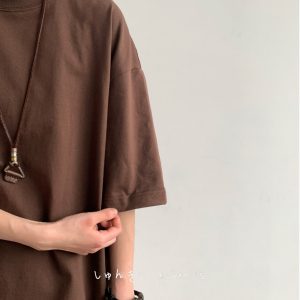 Japanese-Style Heavyweight 260g Loose Short-Sleeve T-Shirt for Men and Women - Summer City Boy Casual College Tee