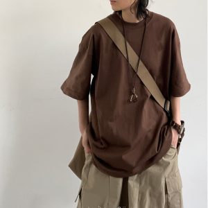 Japanese-Style Heavyweight 260g Loose Short-Sleeve T-Shirt for Men and Women - Summer City Boy Casual College Tee