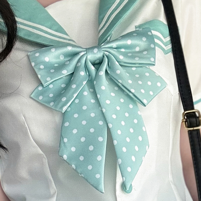 Japanese Style JK Uniform Dress with Bow Tie, Solid Color Pudding Bear Inspired Design