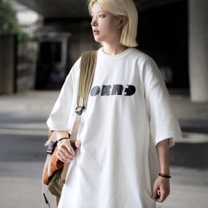 Japanese Style Letter Print Dark Green Short Sleeve T-Shirt for Men - Heavyweight 90s American Trendy Spring/Summer Fashion