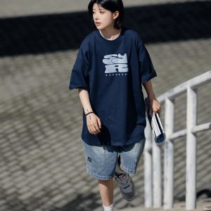 Japanese-Style Loose Denim Shorts for Men with Big Pockets - Summer City Boy Five-Point Casual Fashion