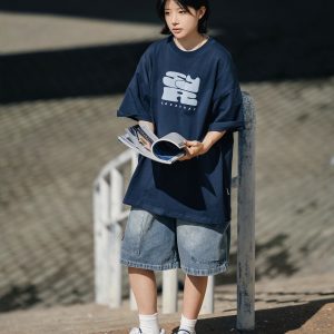 Japanese-Style Loose Denim Shorts for Men with Big Pockets - Summer City Boy Five-Point Casual Fashion