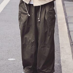 Japanese-Style Loose Drawstring Wide-Leg Work Pants for Men - Summer Harajuku Fashion, Trendy Casual Trousers
