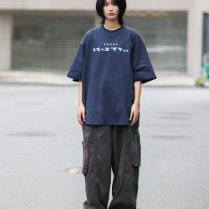 Japanese Style Loose Fit Summer T-Shirt for Men – Fun Printed Short Sleeve Round Neck Tee, Versatile 90s-Inspired Fashion