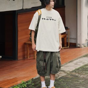 Japanese Style Loose Fit Summer T-Shirt for Men – Fun Printed Short Sleeve Round Neck Tee, Versatile 90s-Inspired Fashion