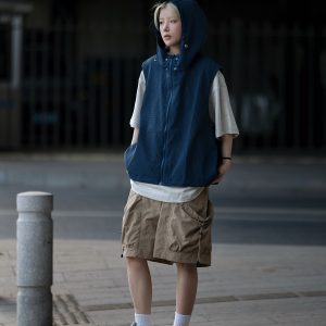 Japanese-Style Loose-Fitting Hooded Vest for Men - Casual Sleeveless Coat, Thin and Versatile for Y2K Fashion