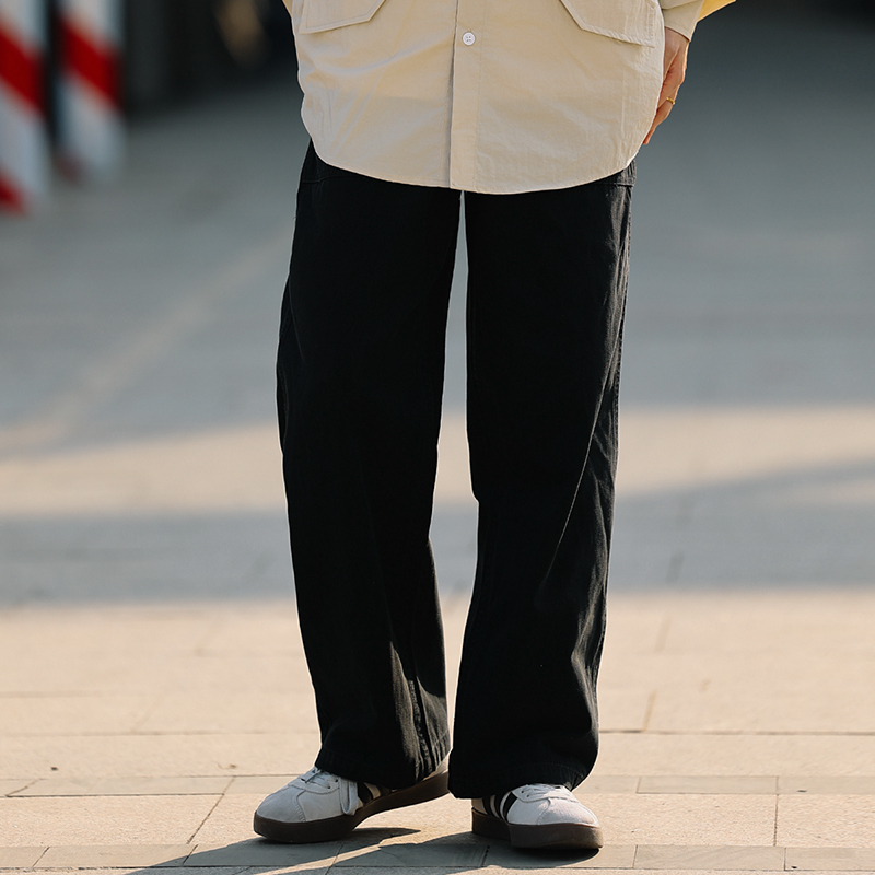 Japanese-Style Loose Straight Casual Pants for Men - Black Versatile Long Pants for Spring Fashion, Work & Everyday Wear