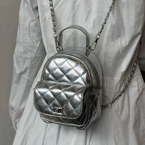 Japanese-Style Mini Backpack with High-End Quilted Chain Design, Unique Fashion Accessory for Trendy Styles