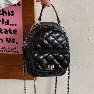 Japanese-Style Mini Backpack with High-End Quilted Chain Design, Unique Fashion Accessory for Trendy Styles