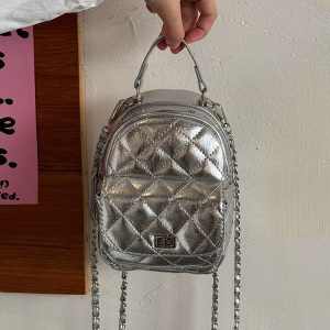 Japanese-Style Mini Backpack with High-End Quilted Chain Design, Unique Fashion Accessory for Trendy Styles
