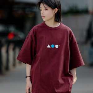 Japanese-Style Minimalist Couple Matching Printed Short-Sleeve T-Shirt for Men - Loose-Fitting Pure Cotton Casual Top