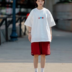 Japanese-Style Minimalist Couple Matching Printed Short-Sleeve T-Shirt for Men - Loose-Fitting Pure Cotton Casual Top