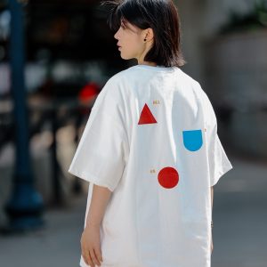 Japanese-Style Minimalist Couple Matching Printed Short-Sleeve T-Shirt for Men - Loose-Fitting Pure Cotton Casual Top