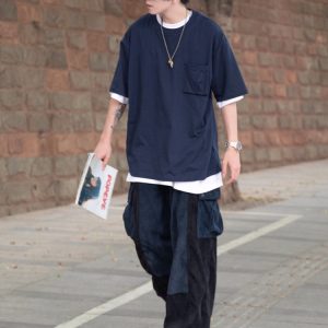 Japanese-Style Minimalist Heavyweight 250g Solid Color Short-Sleeve Men's T-Shirt - Loose Fit, Versatile Pure Cotton, Casual Wear