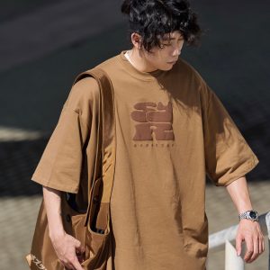 Japanese-Style Printed Short-Sleeve T-Shirt for Men - Casual Loose Round Neck Summer Tee