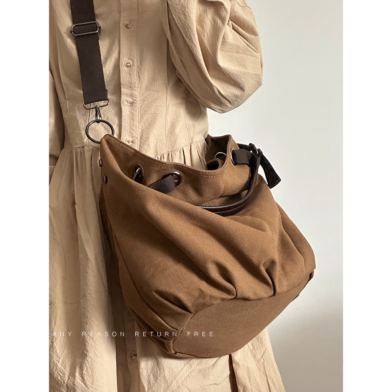 Japanese-Style Retro Canvas Bag - Large Capacity Multifunctional Shoulder Crossbody Tote for Students and Commuters