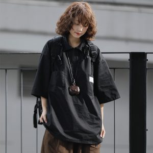 Japanese-Style Retro Loose Polo Shirt for Men and Women - Unisex Casual Short Sleeve T-Shirt, Summer City Boy Trend