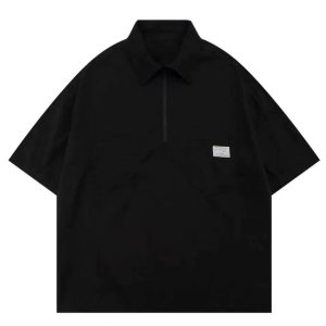 Japanese-Style Retro Loose Polo Shirt for Men and Women - Unisex Casual Short Sleeve T-Shirt, Summer City Boy Trend