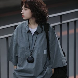 Japanese-Style Retro Loose Polo Shirt for Men and Women - Unisex Casual Short Sleeve T-Shirt, Summer City Boy Trend