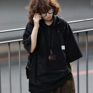 Japanese-Style Retro Loose Polo Shirt for Men and Women - Unisex Casual Short Sleeve T-Shirt, Summer City Boy Trend