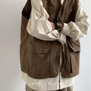 Japanese-Style Retro Multi-Pocket Vest for Men and Women - Casual Loose Sleeveless Layering Outerwear for Spring and Autumn