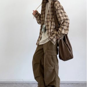 Japanese-Style Retro Plaid Hooded Long Sleeve Shirt for Men and Women - Casual College Trendy Jacket for Spring and Autumn