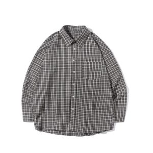 Japanese-style Retro Plaid Long Sleeve Shirt Jacket for Men and Women, Unisex Loose Fit, Versatile City Boy Style for Spring and Autumn