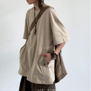 Japanese-Style Retro Pocket Short Sleeve T-Shirt for Men and Women - Loose Casual Versatile Summer Tee