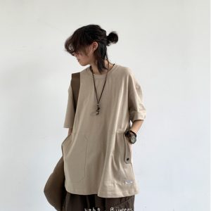 Japanese-Style Retro Pocket Short Sleeve T-Shirt for Men and Women - Loose Casual Versatile Summer Tee