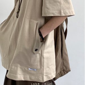 Japanese-Style Retro Pocket Short Sleeve T-Shirt for Men and Women - Loose Casual Versatile Summer Tee