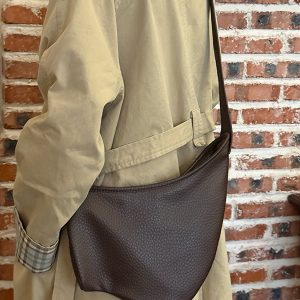 Japanese-Style Retro Soft Leather Horn Bag for Women, Niche Lazy Dumpling Shoulder Crossbody Bag with Large Capacity