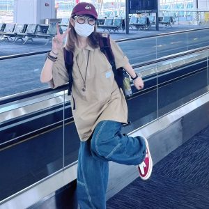 Japanese-Style Retro Summer Short-Sleeve Unisex Polo Shirt - Loose Fit City Boy Half-Sleeve Top