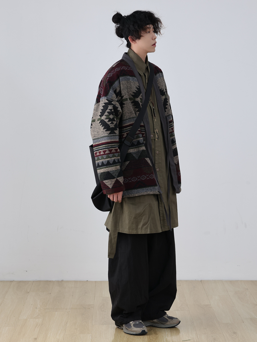 Japanese-Style Reversible Coat, Men's Tang Suit Jacket, New Chinese Ethnic Cardigan Robe, Niche Fashion Outerwear Japanese-Style Reversible Coat, Men's Tang Suit Jacket, New Chinese Ethnic Cardigan Robe, Niche Fashion Outerwear