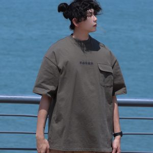 Japanese-Style Round Neck Printed Short Sleeve T-Shirt for Men - Casual 2025 Summer Couple Tee, Y2K Fashion