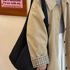 Japanese-Style Single-Shoulder Canvas Tote Bag for Women, Large-Capacity Wrinkled Design, Perfect for Class and Commuting