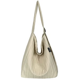 Japanese-Style Single-Shoulder Canvas Tote Bag for Women, Large-Capacity Wrinkled Design, Perfect for Class and Commuting