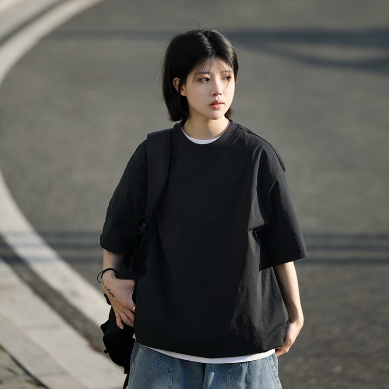 Japanese-Style Summer Solid Color Short Sleeve T-Shirt for Men - Casual Trendy 2025 Model, Versatile Fashion Essential Japanese-Style Summer Solid Color Short Sleeve T-Shirt for Men - Casual Trendy 2025 Model, Versatile Fashion Essential