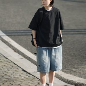 Japanese-Style Summer Solid Color Short Sleeve T-Shirt for Men - Casual Trendy 2025 Model, Versatile Fashion Essential